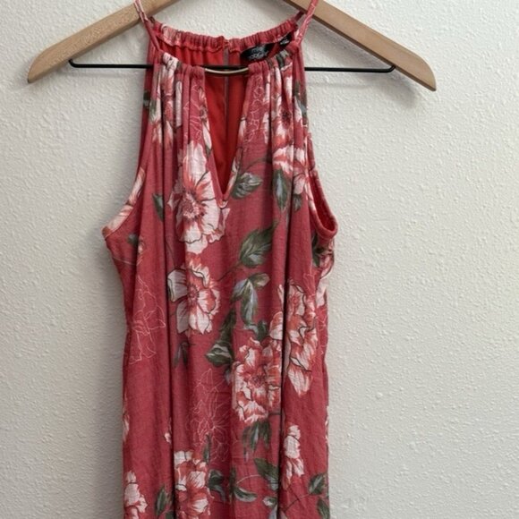 Mlle Gabrielle Womens Midi Maxi Halter Dress PS Red Floral Gold Hardware - Picture 1 of 16